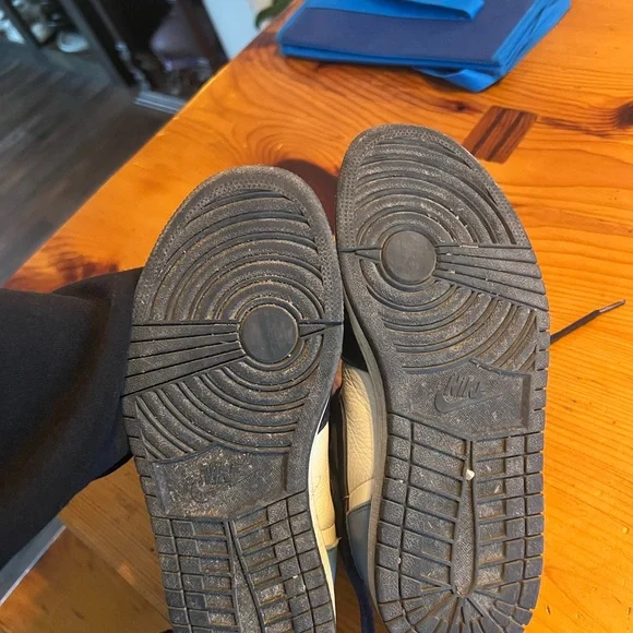 Air Jordan 1 High Top Sneakers in Black, White & Light Blue - Picture 3 of 4